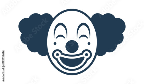 Minimalist Smiling Clown Face Icon for Circus, Carnival, and Children's Entertainment