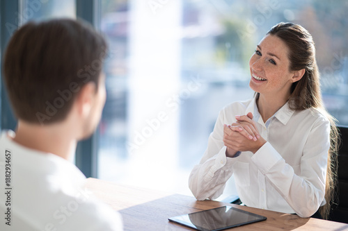 Wallpaper Mural HR manager having an interview with a male candidate in the office Torontodigital.ca