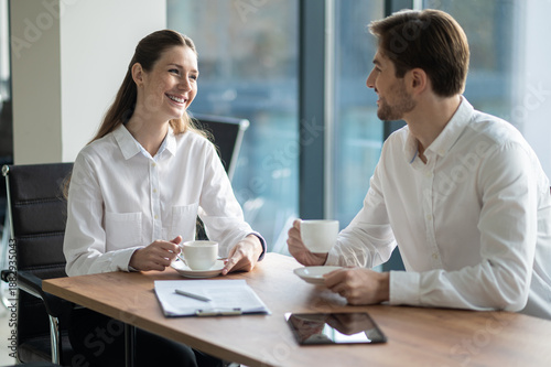 Wallpaper Mural Colleagues in the office having tea together during the break Torontodigital.ca