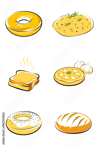 vector sheet of bread food items hot and cold