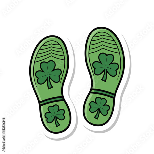 Green Footprints with Shamrocks for St Patricks Day Celebration.
