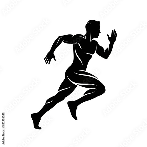Strong Male Sprinter Running Silhouette Vector Illustration Athletic Sports Design