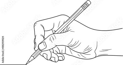 A hand holding a writing instrument poised to create art or write on a surface