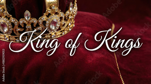 Crown with elegant lettering on velvet background  