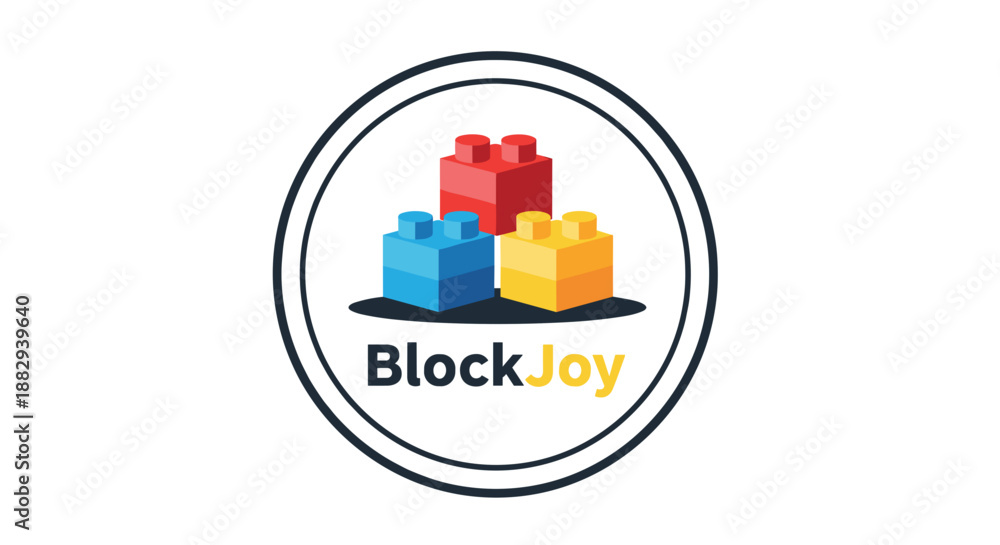 Fototapeta premium Colorful Lego Blocks in Circle Logo Design.