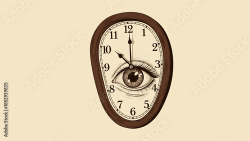 Surreal Clock with Eye A Conceptual Exploration of Time and Perception.