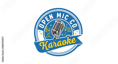 Karaoke Microphone Logo Design Element.