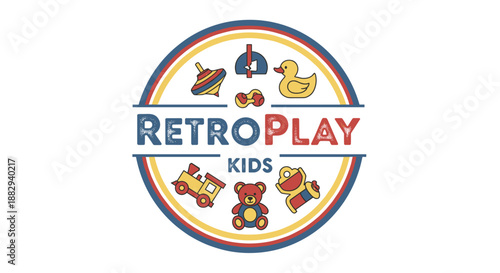 Retro Play Kids Logo Design Elements.