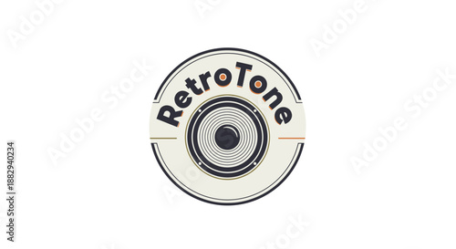 RetroTone Vinyl Record Label Logo Design.