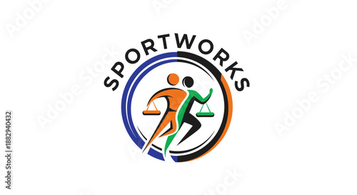 Sportworks Logo Featuring Running Figures.