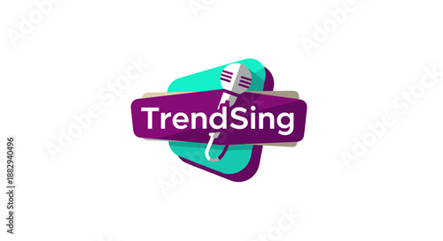 TrendSing Logo Design with Microphone.
