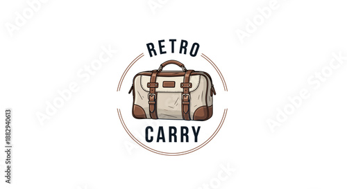Vintage Travel Bag with Retro Text Logo.
