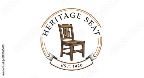Vintage Wooden Chair Heritage Seat Logo Design.