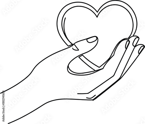 A hand cradling a heart shape
