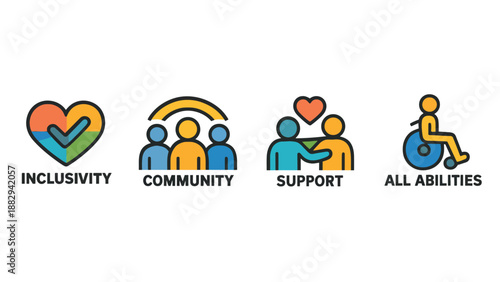 A colorful illustration representing inclusivity and support for all abilities and community