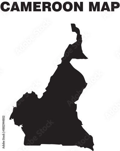 Cameroon Map Black Silhouette Isolated on White Background | High Detailed Black Map of Cameroon | Vector Map Cameroon Isolated Illustration