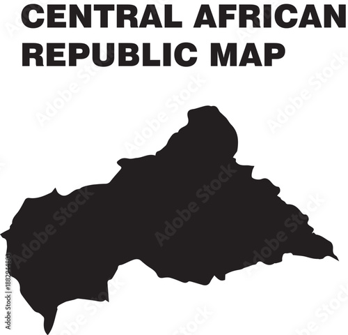 Central African Republic Map: Black Silhouette Vector | Outline Map of the Central African Republic (CAR) | Vector Map: Central African Republic Borders