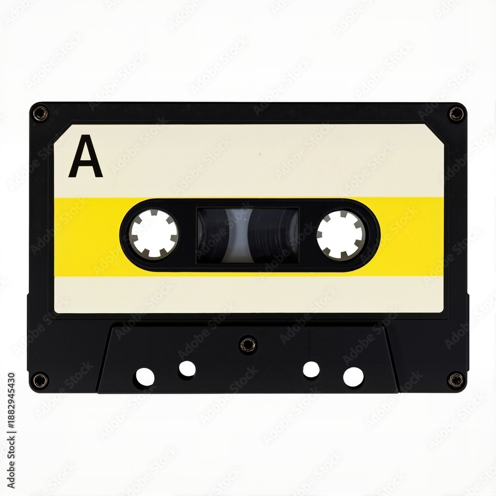 Fototapeta premium Retro Cassette Tape on White Background