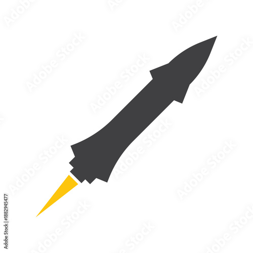 Rocket Launching With Orange Flame