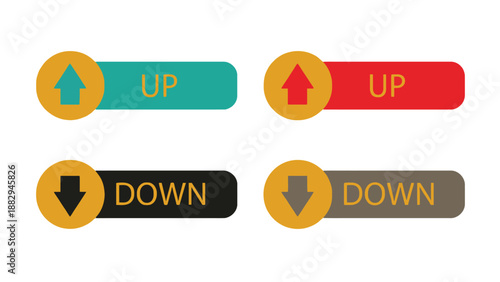 A set of four buttons with up and down arrows on a white background