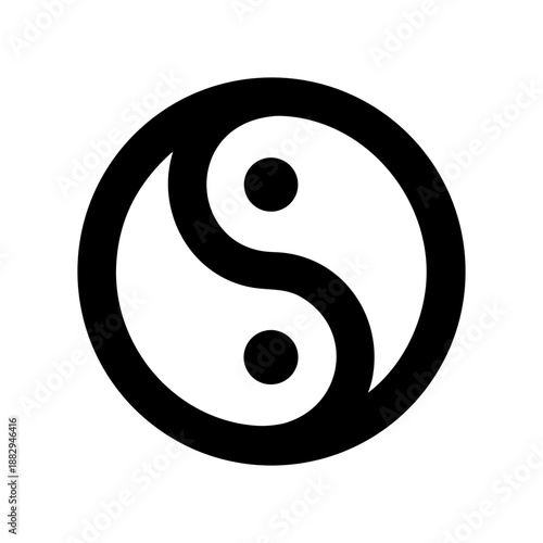 Yin Yang Symbol in Circle - Balance, Harmony and Taoism Icon. 