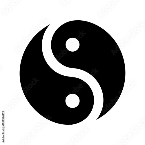 Yin Yang Symbol in Circle - Balance, Harmony and Taoism Icon. 