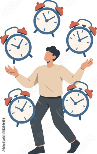 Time Management Struggle And Productivity Pressure Concept illustration