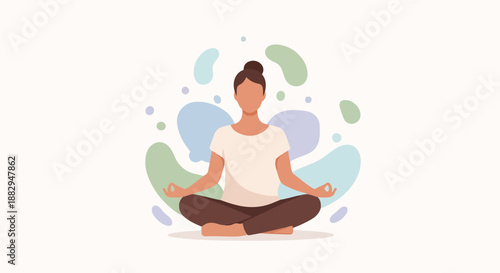 Mindfulness Meditation And Inner Calm Wellness Concept illustration