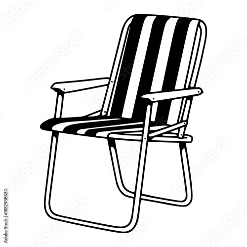 vintage retro folding lawn chair illustration