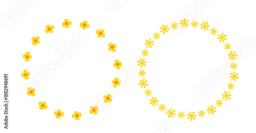 Set of Spring flower round frame clipart set.
Floral wreath border flat stock vector illustration collection.
Transparent background.
