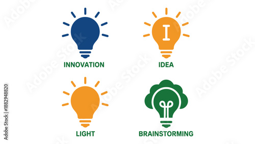 A creative illustration of light bulbs representing innovation and brainstorming ideas