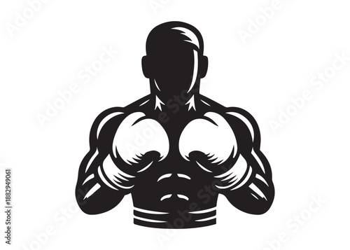 boxing logo silhouette vector, boxer logo silhouette illustration, boxing gloves logo vector, kick boxing silhouette logo vector design, boxing fighter man logo vector silhouette on white background