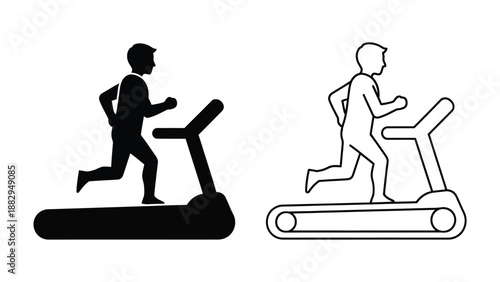 running silhouette icons depicting a person exercising on a treadmill