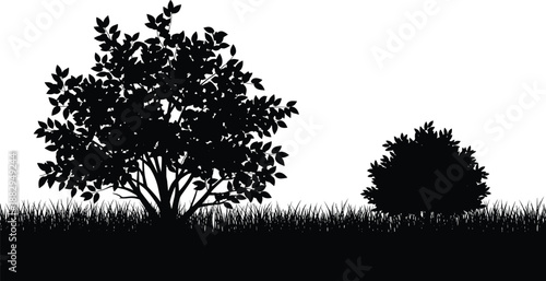 Black Silhouette Set of Professional Rock Band Members Including Guitarists and Lead Singer Performing on Stage for Live Music Concert and Entertainment Industry Assets