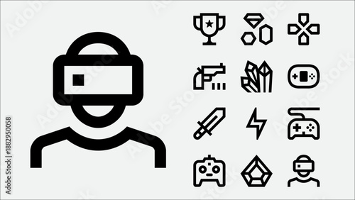 Video game and gaming icons set
