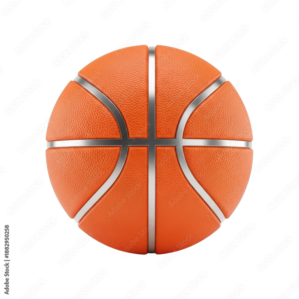 Fototapeta premium Orange basketball with silver stripes isolated on transparent background