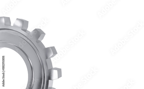 Canvas Print Metal Gear in Minimalist Design: Sleek Silver Toothed Mechanism Against Pure Whi