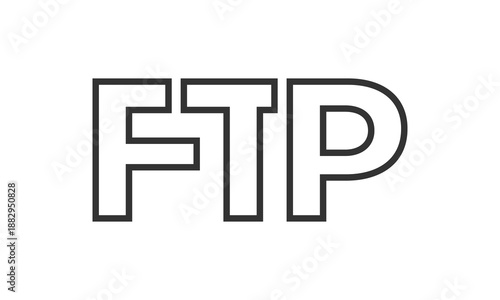 FTP logo design template with strong and modern bold text. Initial based vector logotype featuring simple and minimal typography. Trendy company identity.