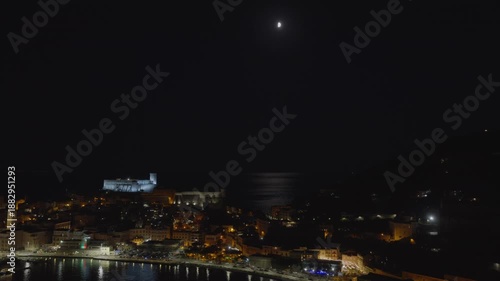 Wallpaper Mural Night View Of Gaeta City In The Province Of Latina In Lazio, Italy - Drone Shot Torontodigital.ca