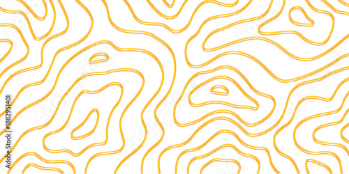 Smooth, wavy orange contour lines create a modern abstract topography pattern on a clean white background. Ideal for backgrounds, textiles, and graphic design needing a minimalist,