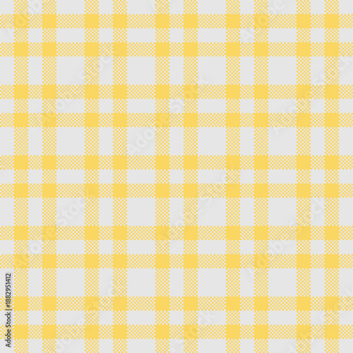 Luxury plaid seamless textile, workshop background fabric texture. Scottish pattern vector check tartan in sterling silver and yellow colors.