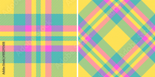 Check vector background of textile tartan plaid with a seamless pattern fabric texture. Set in stylish colors for slim skirt fashion.
