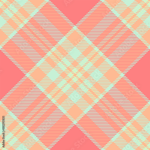Winter background tartan vector, styling check textile texture. France pattern seamless fabric plaid in light and orange colors.