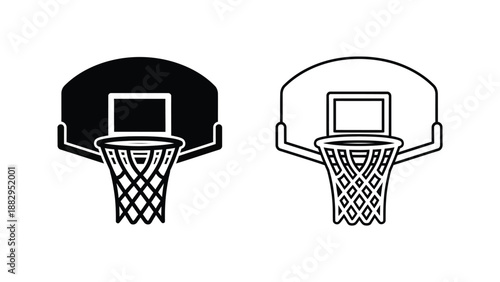a black and white illustration of two basketball hoops with nets