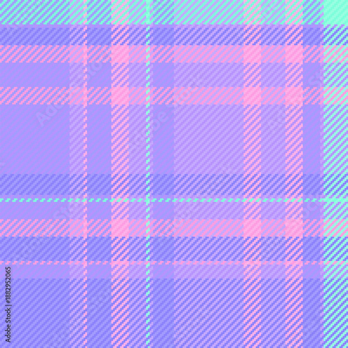 Textured tartan texture fabric, grand background seamless pattern. Silky check textile vector plaid in indigo and pink colors.