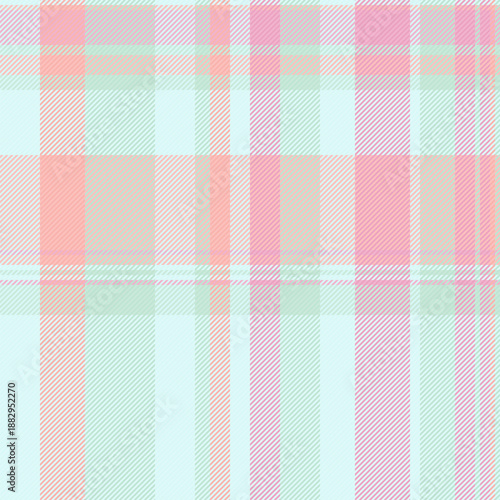 Halftone textile texture fabric, ethnic tartan seamless check. Hippie vector pattern plaid background in light and pink colors.