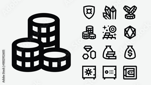 Wealth and money management icons set