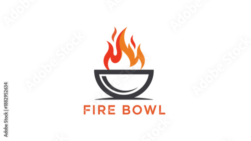 Flaming Bowl Graphic Illustration Design Element.