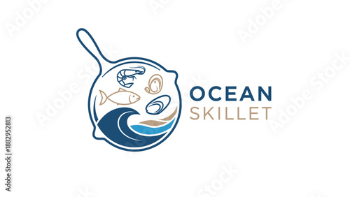 Ocean Skillet Logo Design with Fish.