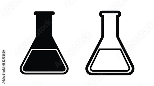 two laboratory flasks isolated on white background science and chemistry illustration